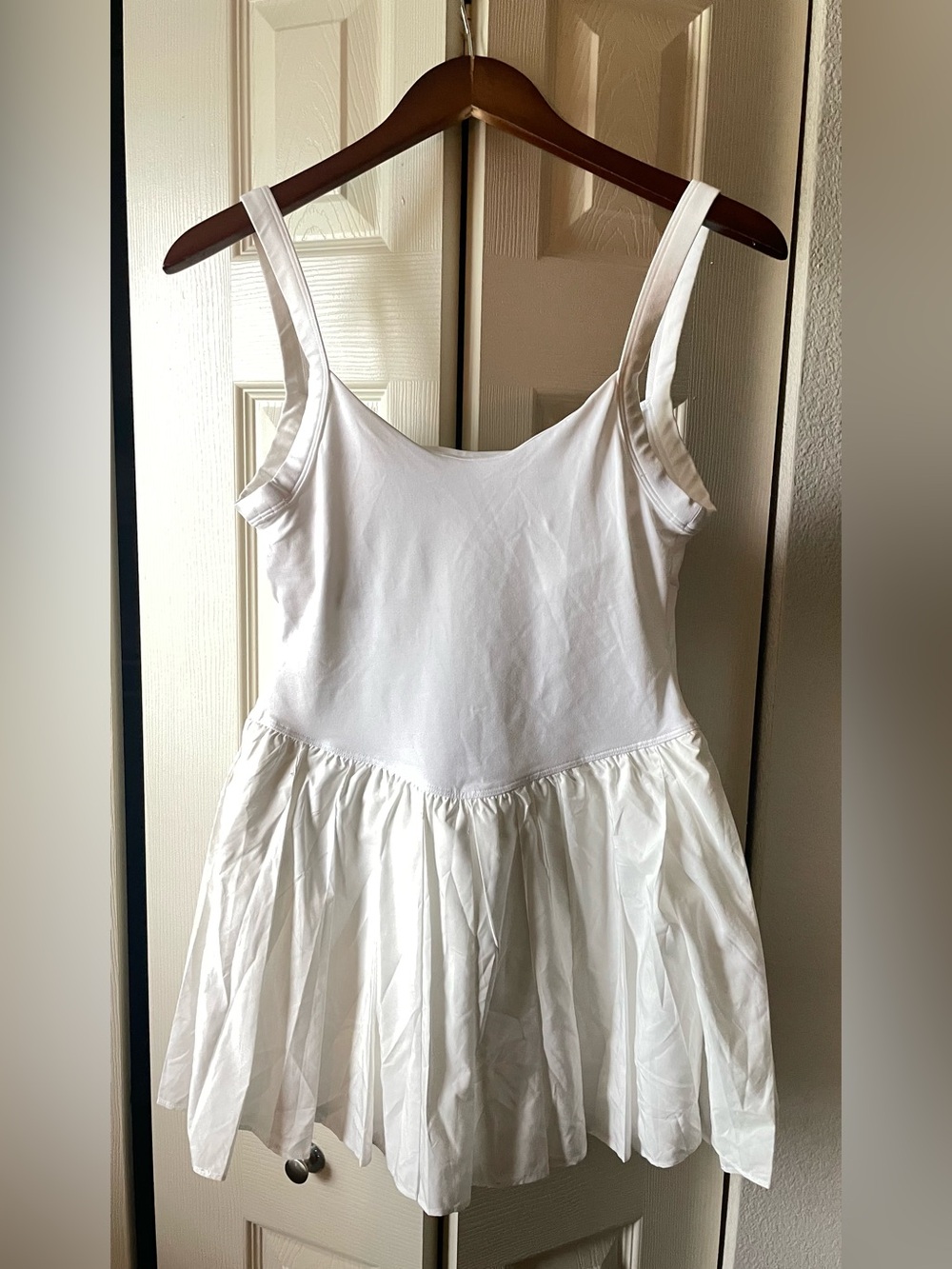 FP Movement by Free People White Sleeveless Romper Dress with Flared Skirt